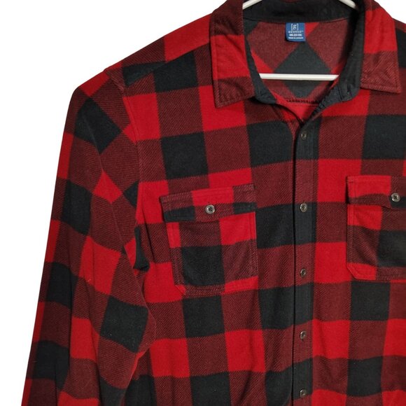 George Mens 3XL Red and Black Buffalo Plaid Long Sleeve Button-Up Shirt - Picture 2 of 11
